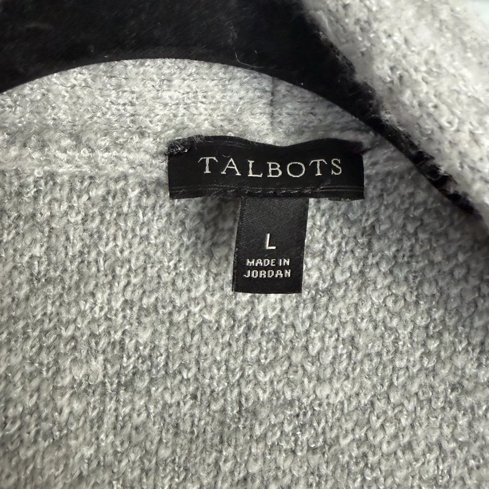 Talbots Light Gray Leopard Print Open Cardigan Sweater - Picture 5 of 5
